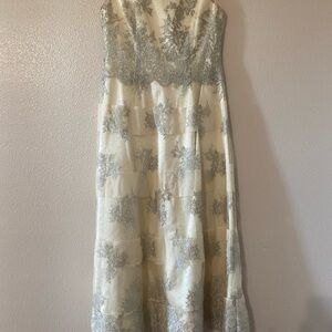 Kay Unger Cream and Silver Dress
